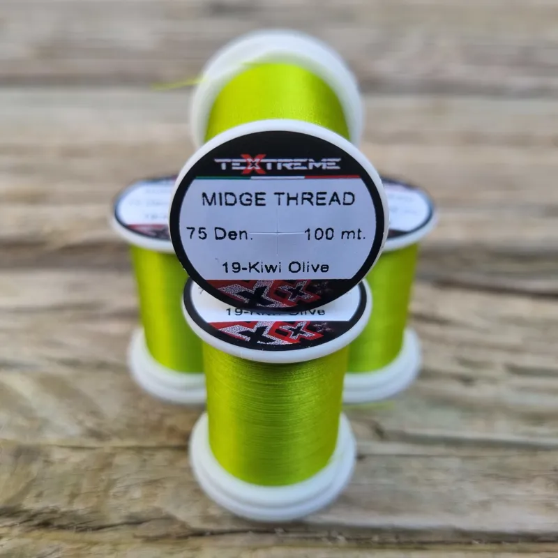 TEXTREME Midge Tying Thread 75dn in 19-Kiwi Olive-2